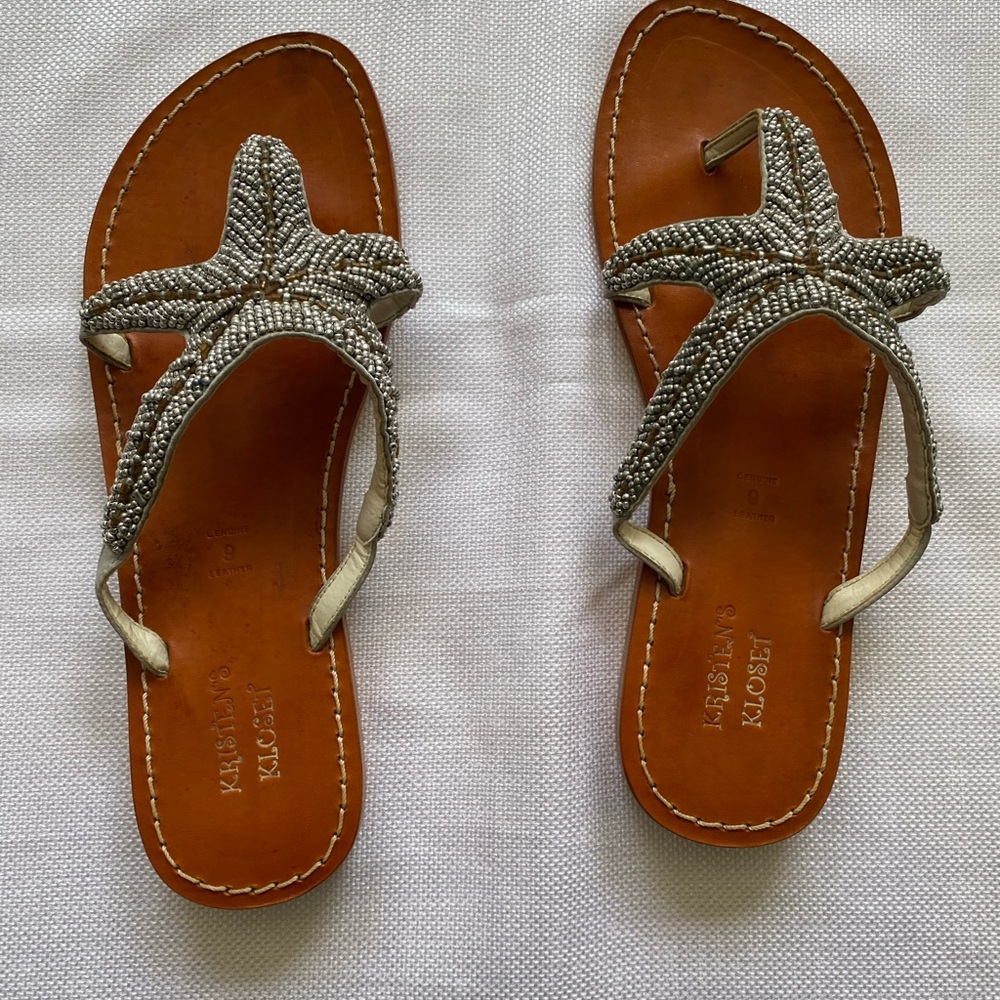 Silver and Brown Starfish Sandals